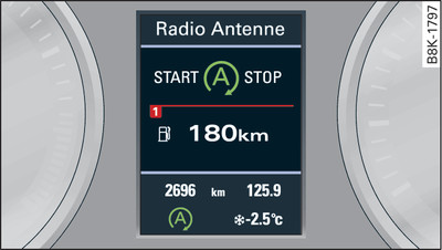 Kombiinstrument: motorn avstängd (Stop-fas)